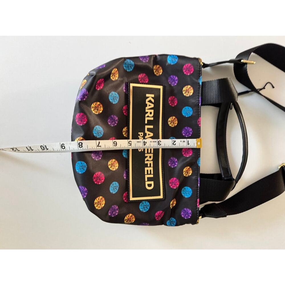 NWOT Karl Lagerfeld Paris Polka Dot Tote Crossbody Bag Designer Purse - Picture 3 of 12